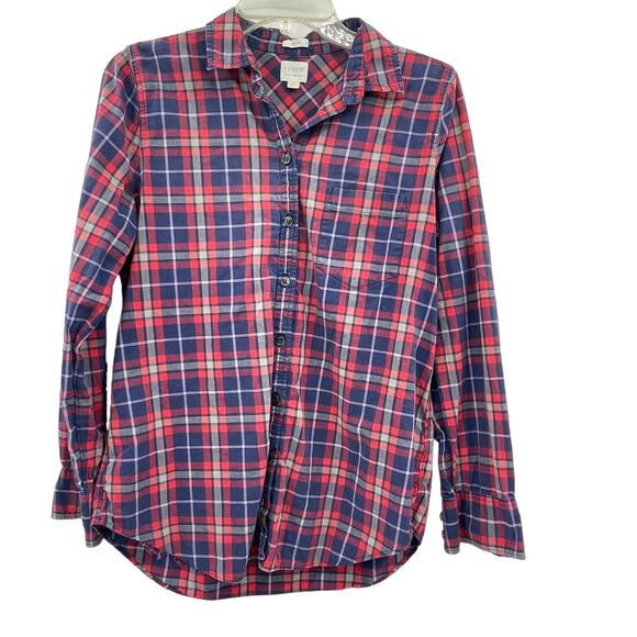 J. Crew Women Cotton Plaid Pattern Button Up Long Sleeve Shirt - Picture 1 of 9